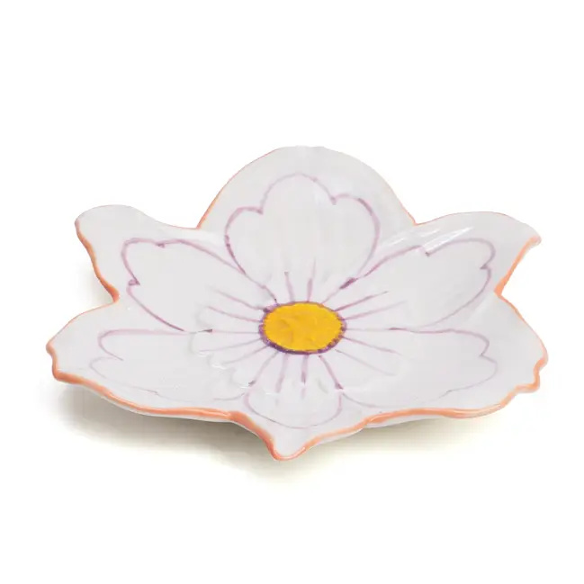 Nouveauté Assiette fleur artisanale en céramique peinte 16 cm