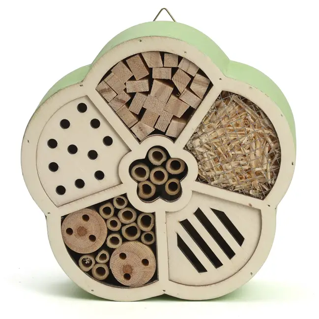 Hôtel à insectes artisanal fleur en bois de pin non traité certifié FSC® Satisfait Ou Remboursé