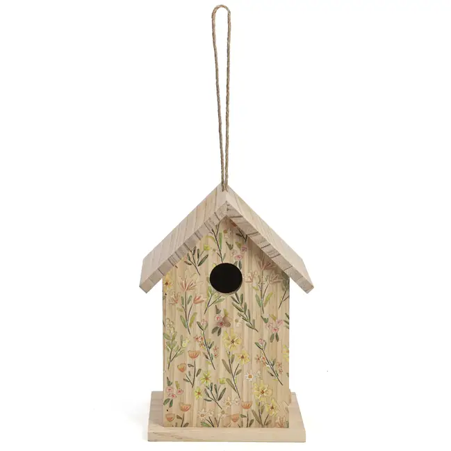 Prix Réduit Nichoir en bois artisanal pour mésanges motif fleuri