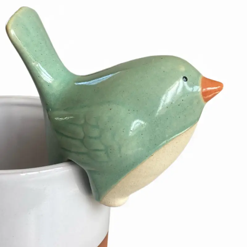 Décoration animal en céramique à accrocher sur un pot de fleurs Oiseau Haute Qualité