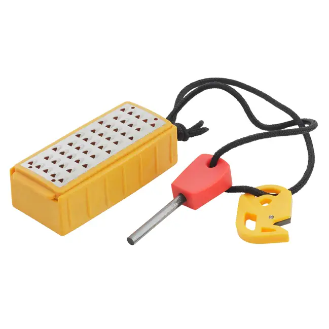 Kit de survie compact 3-en-1 râpe allume-feu affûteur pour activités outdoor Achetez Aujourd'hui