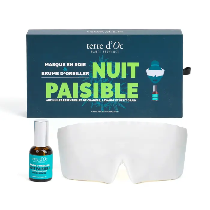 Coffret masque de nuit en soie de mûrier et brume d'oreiller 35ml Promotion Saisonnière