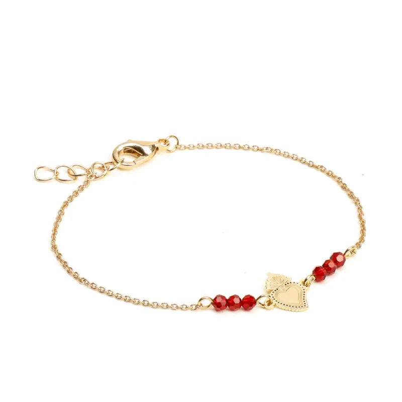 Bon Marché Bracelet cœur ex-voto billes de verre et acier inoxydable