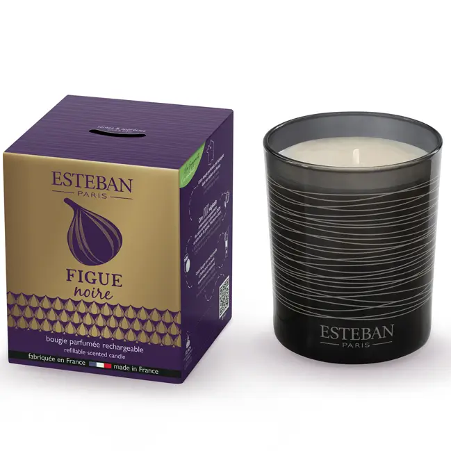Meilleur Prix Bougie parfumée rechargeable 180 g Figue noire Esteban