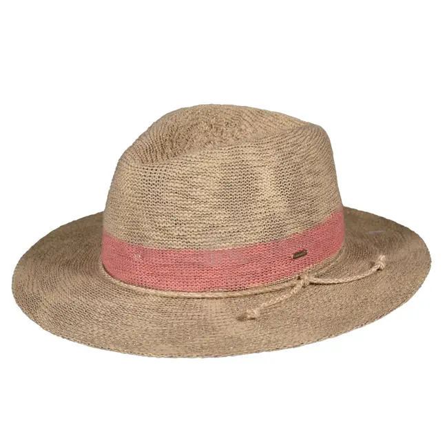 Chapeau de paille avec bandeau rose taille ajustable Vente Flash