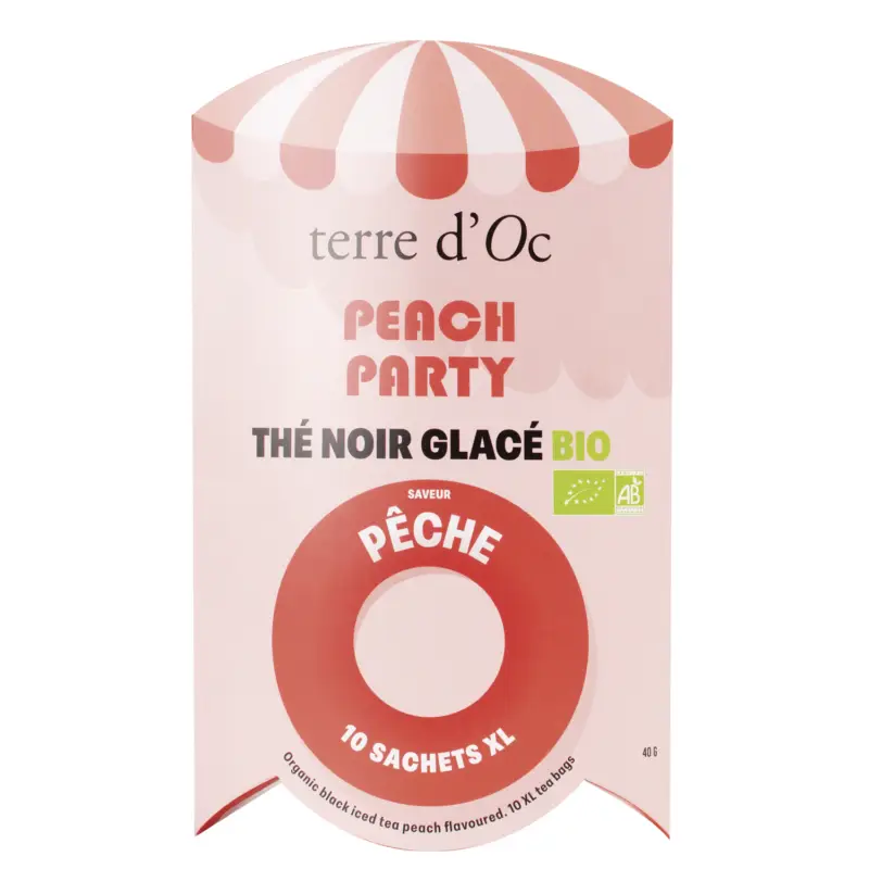 Thé noir glacé bio pêche Peach party 10 sachets XL terre d'Oc Offre Du Jour