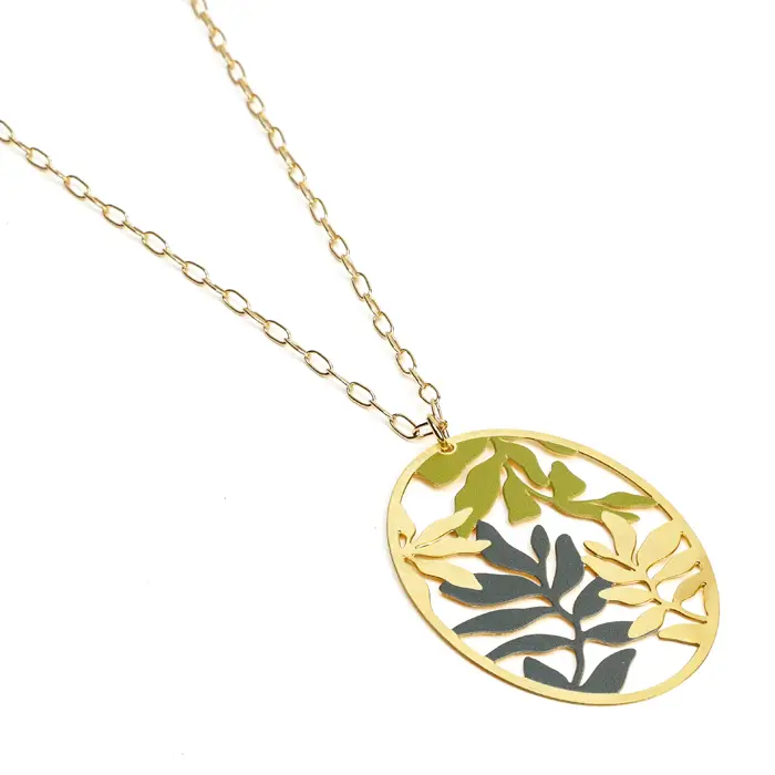 Collier long Orabella pendentif laiton doré fabrication artisanale Commande En Gros