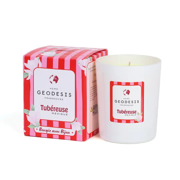 Nouvel Arrivage Bougie bijou artisanale senteur tubéreuse Geodosis 180 g