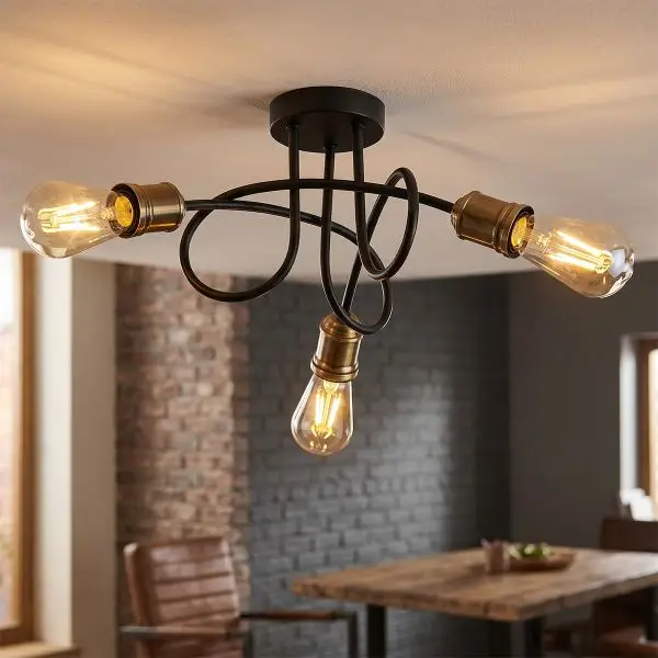 Suspension Industrielle 3 Têtes E27 SHELTER | Métal Noir Mat Nouvelle Collection