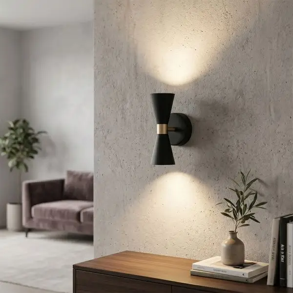 Applique Murale Double Faisceau GU10 SHIRLEY Noir Mat et Cuivre Haute Qualité