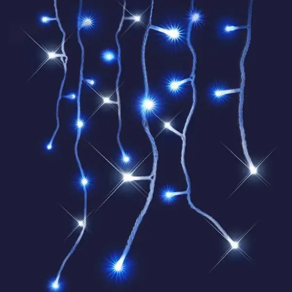 Guirlande stalactite 8m LED bleu + blanc pur Offre Exclusive