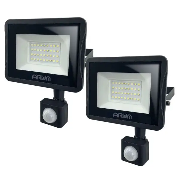 Petit Prix Lot de 2 Projecteurs LED 30W Noir détecteur de mouvement extérieur