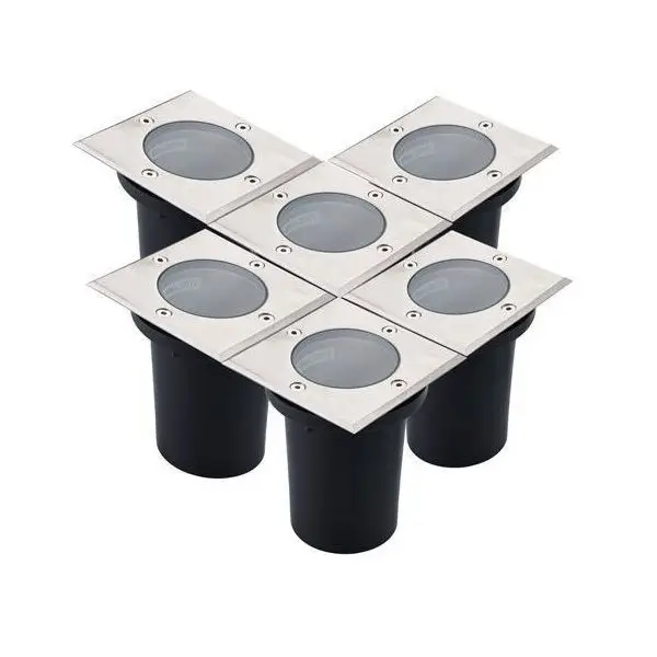 Prix Choc Lot de 6 Spots Encastrables IP67 CANYON Carré de sol INOX 304 GU10