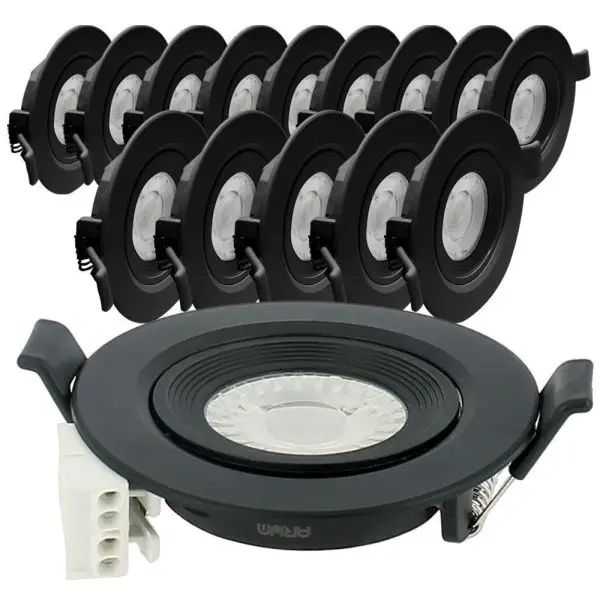 15 Spots Encastrables LED Noir ASTURIE Orientable 7W Eq. 75W Promotion Saisonnière