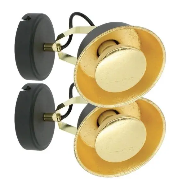 Acheter Direct 2 appliques murales RIDLEY Noir avec Ampoule GU10
