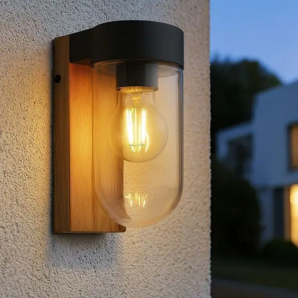 Applique murale BAZA métal aspect bois extérieure E27 Must-Have