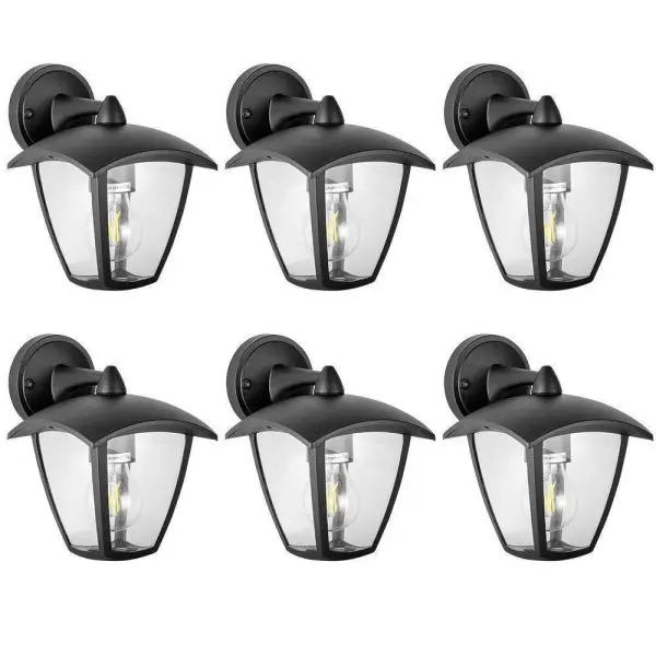 Lot de 6 Appliques murales ALICANTE extérieur métal pour jardin Noir E27 Seulement Aujourd'hui