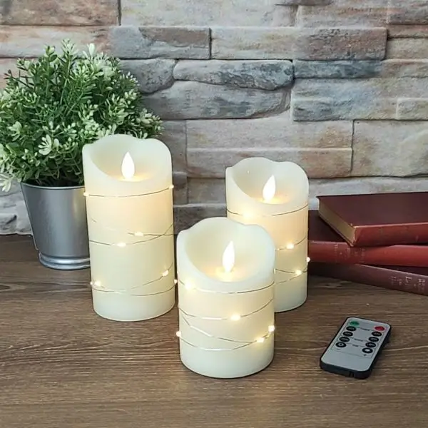 Lot de 3 bougies LED Flamme Vacillante et Micro LED avec Télécommande Super Prix