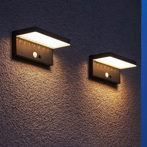 Lot de 2 Appliques murales solaires ESTRELLA Equi. 60W Détecteur de Présence 3 Modes Solde