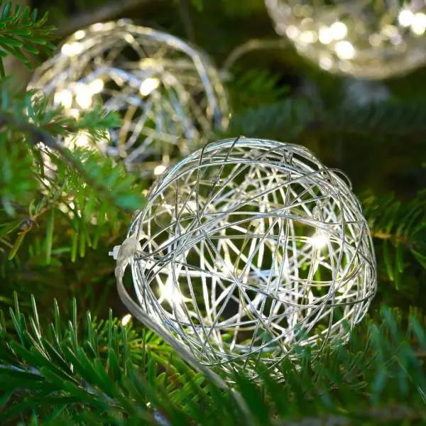 Guirlande MicroLED Blanc Chaud 10 Boules Métalique Argent Petit Prix