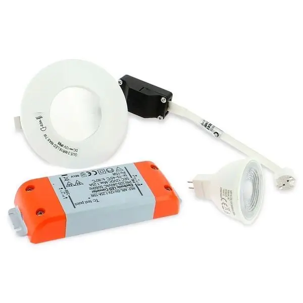 Meilleure Vente Spot LED salle de bain complet IP65 Blanc82mm + Ampoule GU5.3