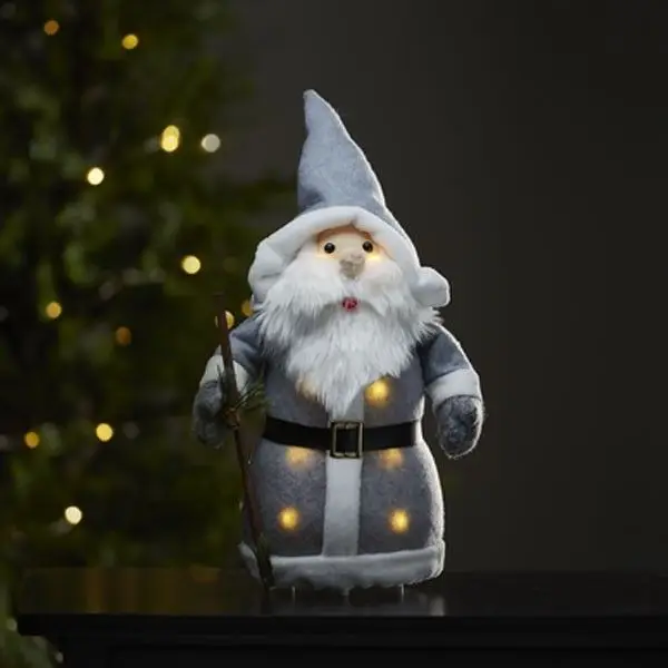 Figurine noel JOYLIGHT Grise sur piles H38cm Petit Prix