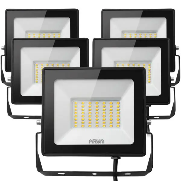 Lot de 5 projecteurs LED 50W IP65 extérieur Haute Qualité