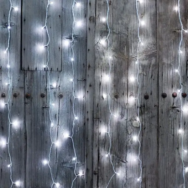 Rideau guirlande lumineuse led 2 mètres effet chute de neige Blanc pur Usine Directe